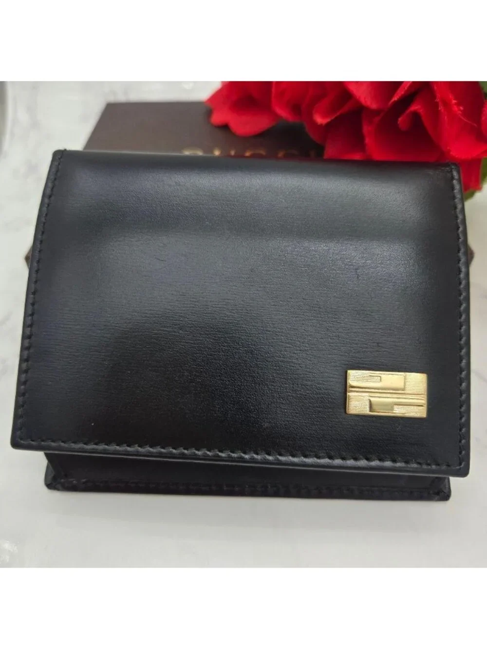 Gucci Card Case Coin Purse Leather Black